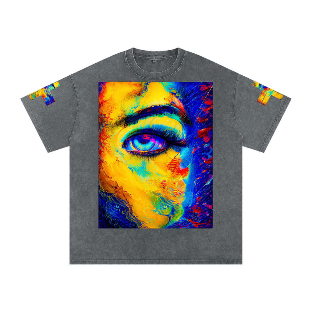 Not Basic. Never Boring. Snow Washed Oversized Cotton T-Shirt Neon Vision Snow Wash Tee