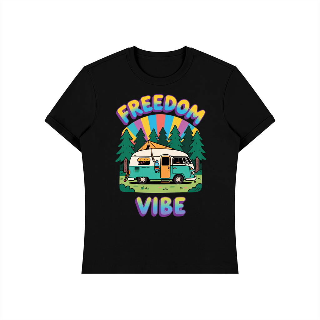 Not Rack Regular Unisex Heavyweight Slim Fit T-Shirt Freedom Vibe Campervan Tee