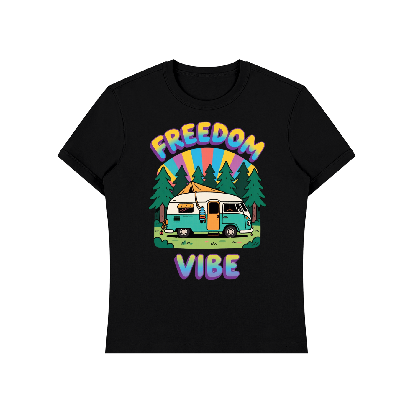 Not Rack Regular Unisex Heavyweight Slim Fit T-Shirt Freedom Vibe Campervan Tee