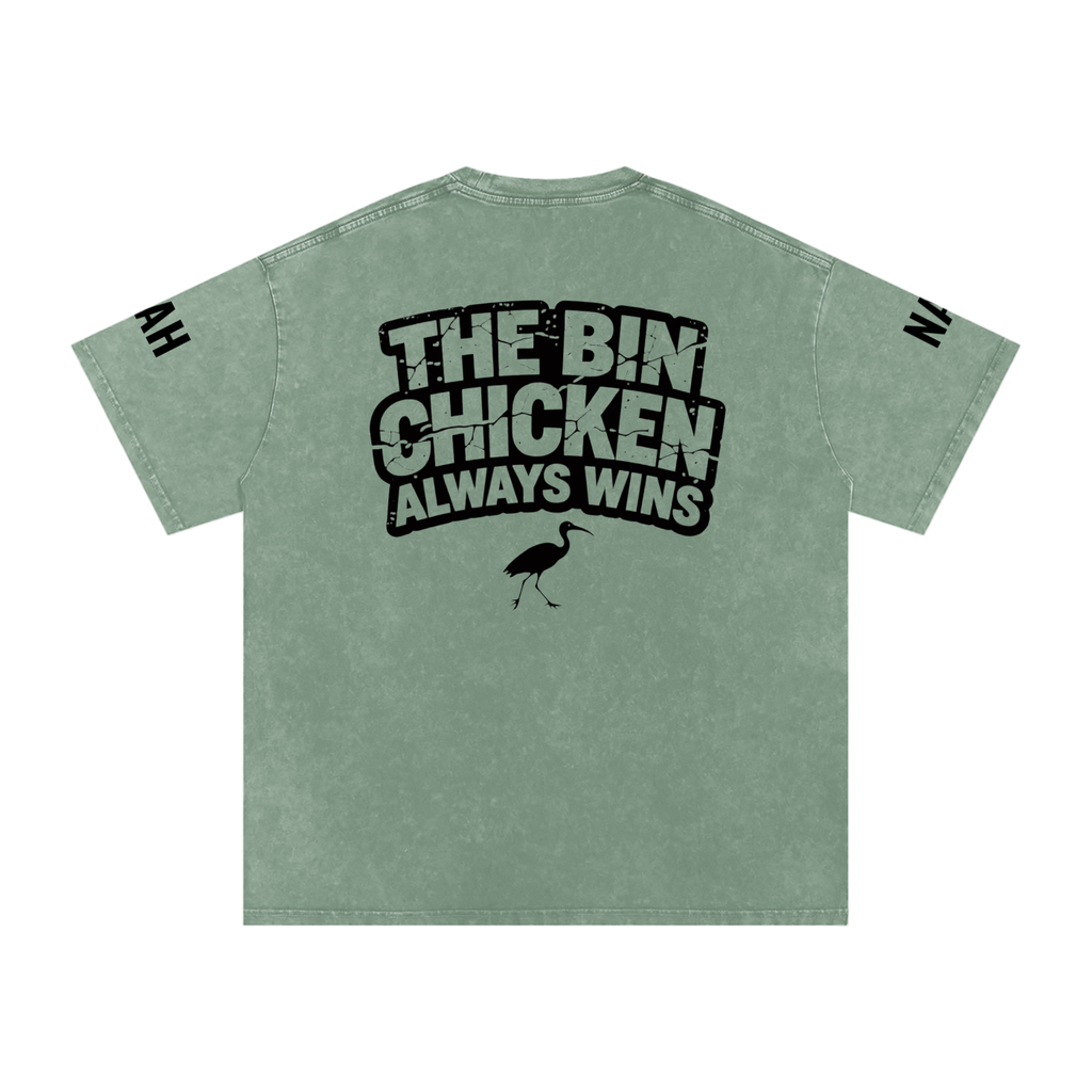 Not The Standard Snow Washed Oversized Cotton T-Shirt Bin Chicken Tee
