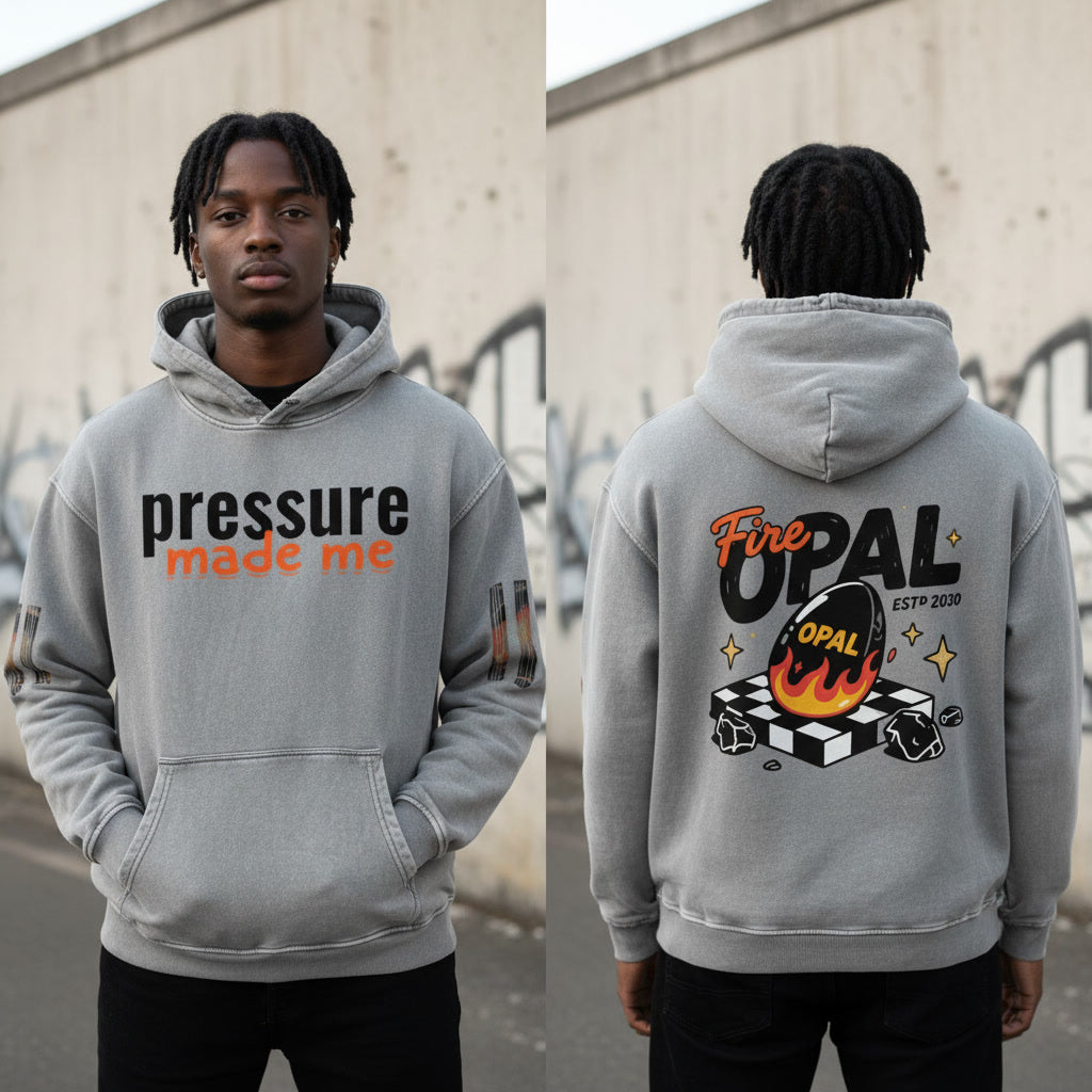 Not Just Another Fire Opal Snow Washed Loose Cotton Hoodie