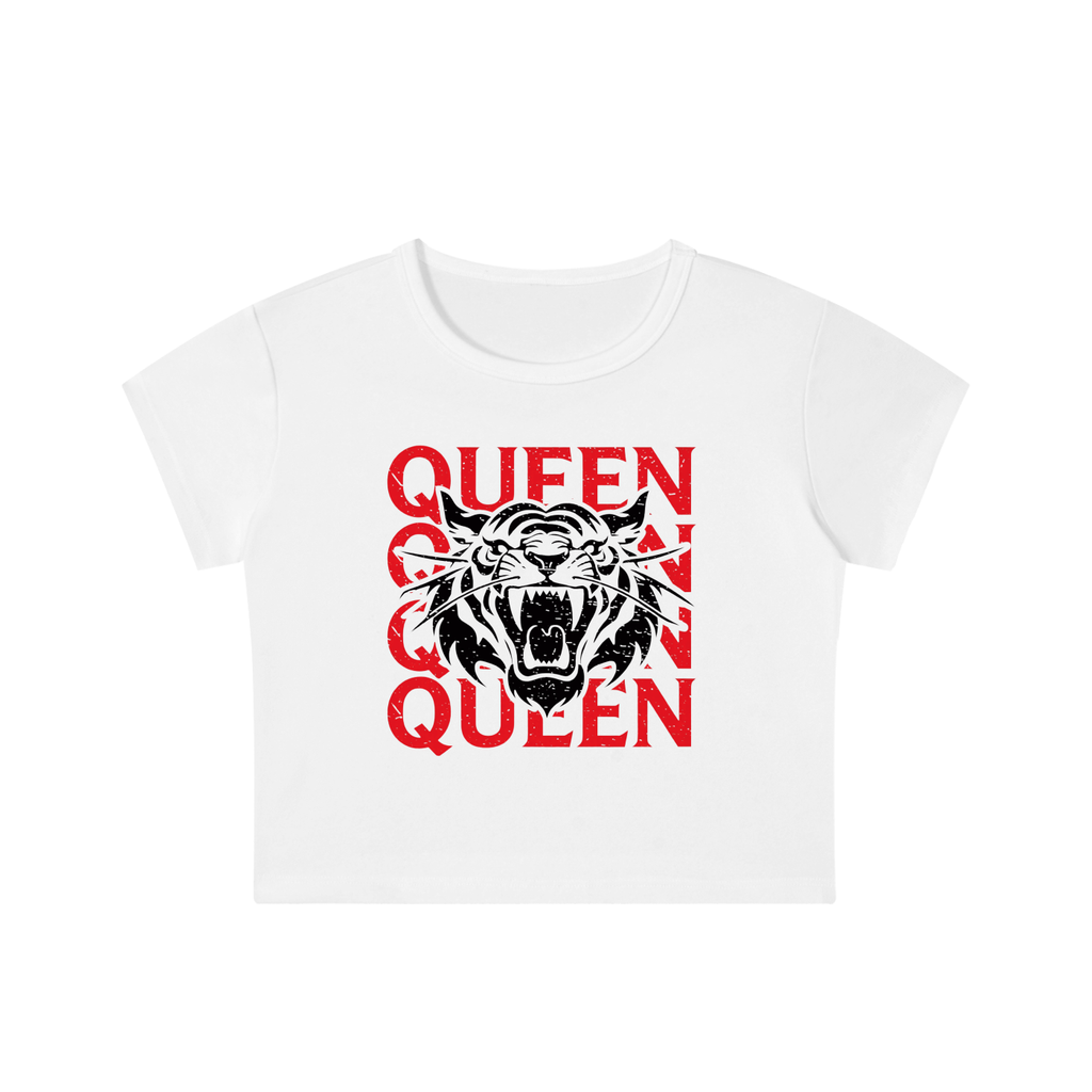 Not For Basic Behaviour Snow Washed Crop Top Queen Energy Tiger Tee