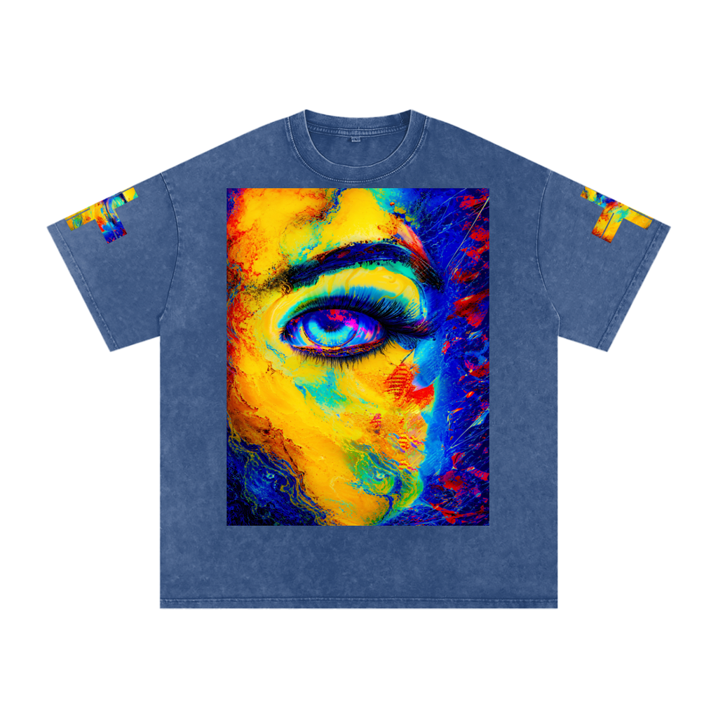 Not Basic. Never Boring. Snow Washed Oversized Cotton T-Shirt Neon Vision Snow Wash Tee