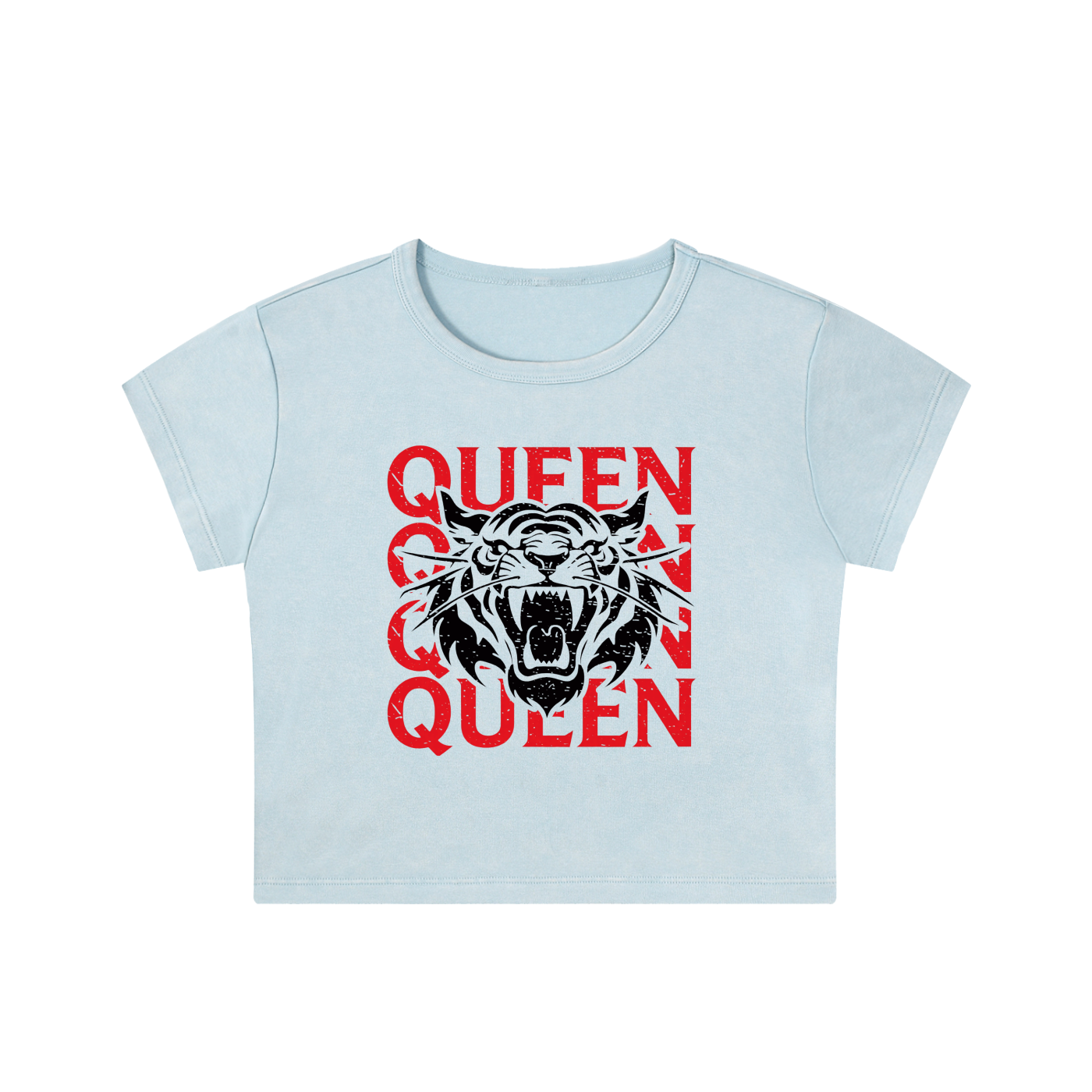 Not For Basic Behaviour Snow Washed Crop Top Queen Energy Tiger Tee
