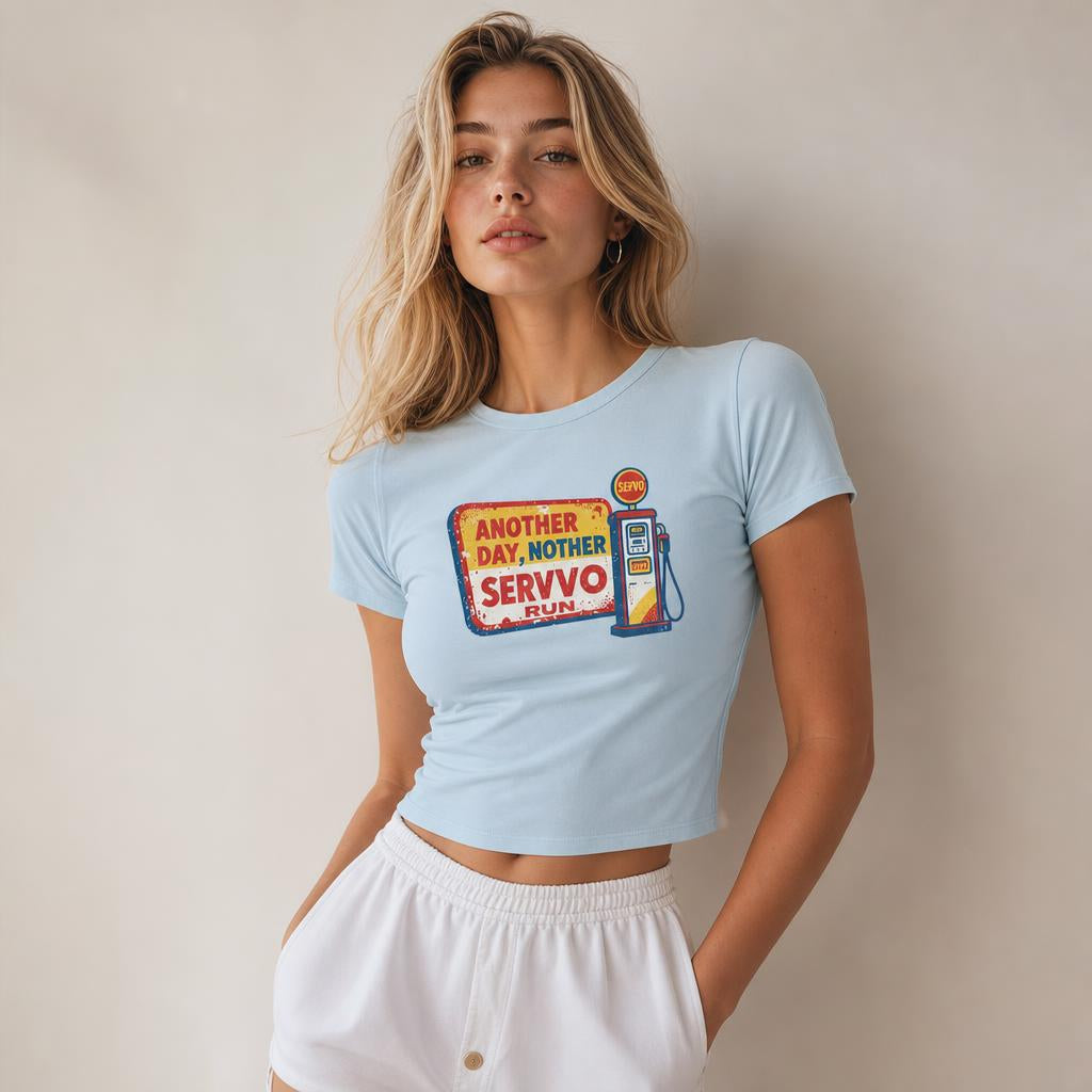 Not Silent Women's Slim-Fit Cropped T-Shirt - Another Day, Nother Servo Run Crop Tee