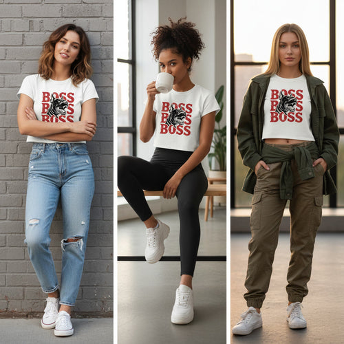 Crop Top, Not Silent Women's Slim-Fit Cropped T-Shirt - Boss Tee