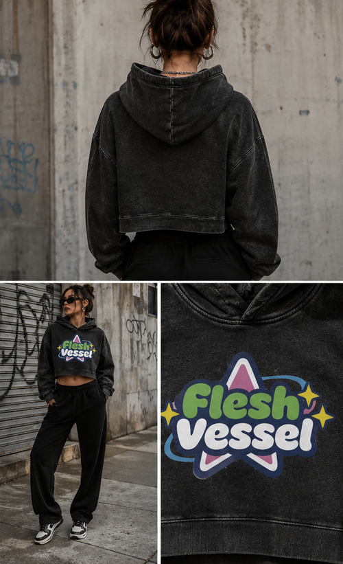 Crop Hoodie, Not Made For Basic Closets Women’s Mineral Washed Flesh Vessel