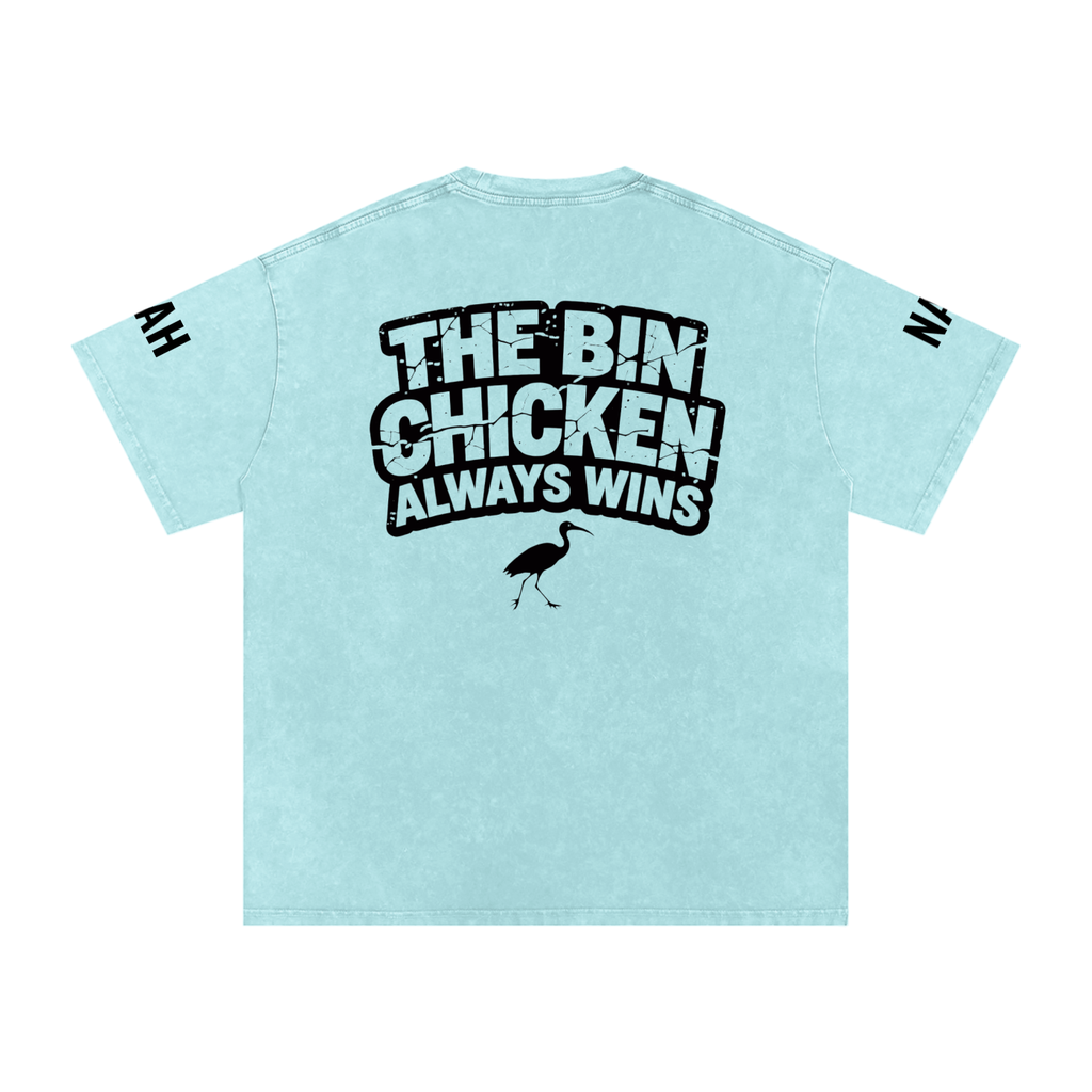 Not The Standard Snow Washed Oversized Cotton T-Shirt Bin Chicken Tee