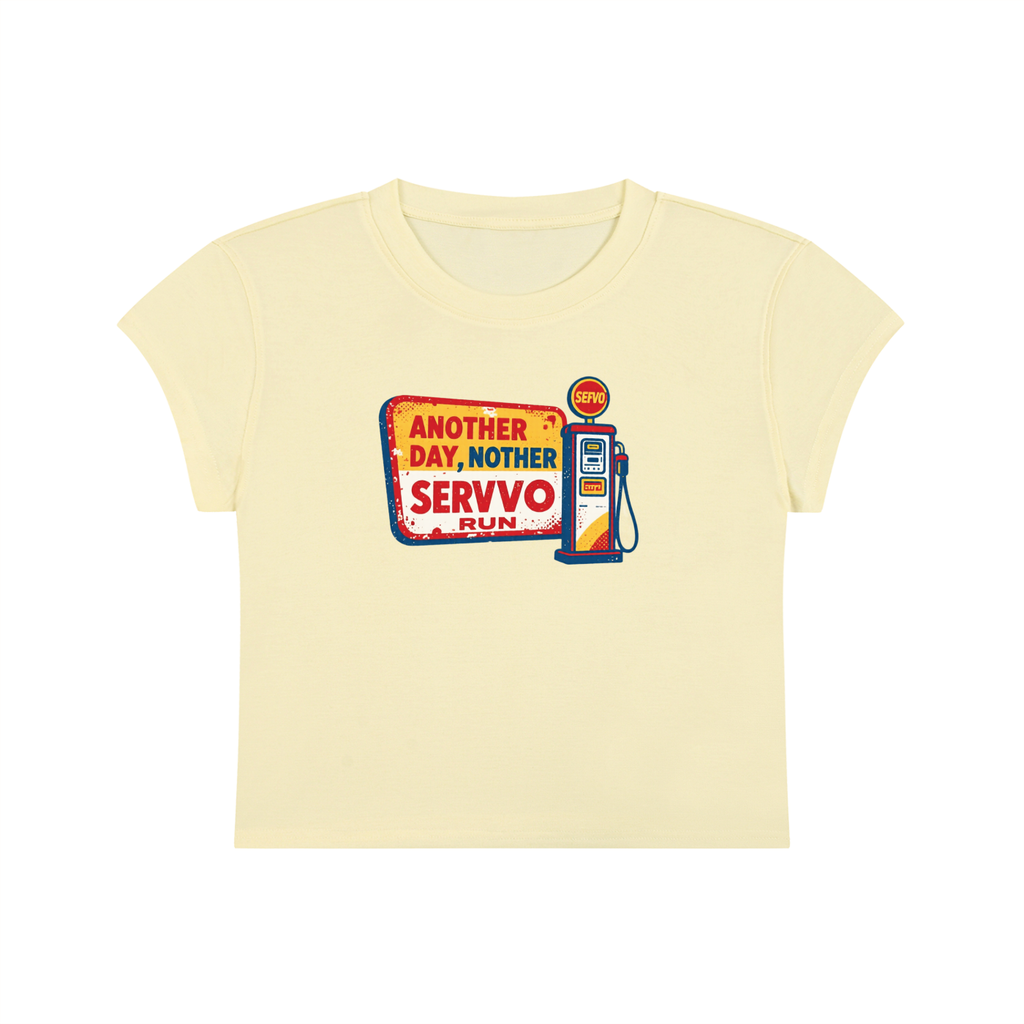 Not Silent Women's Slim-Fit Cropped T-Shirt - Another Day, Nother Servo Run Crop Tee