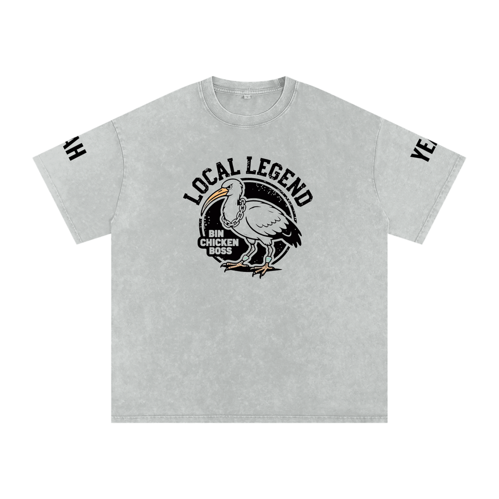 Not The Standard Snow Washed Oversized Cotton T-Shirt Bin Chicken Tee
