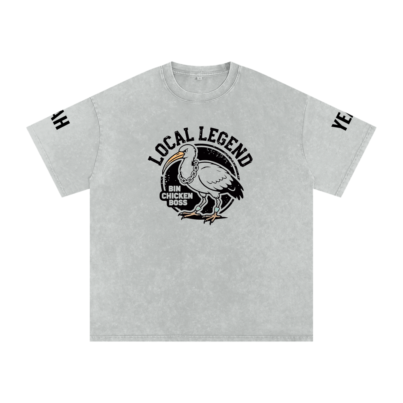 Not The Standard Snow Washed Oversized Cotton T-Shirt Bin Chicken Tee