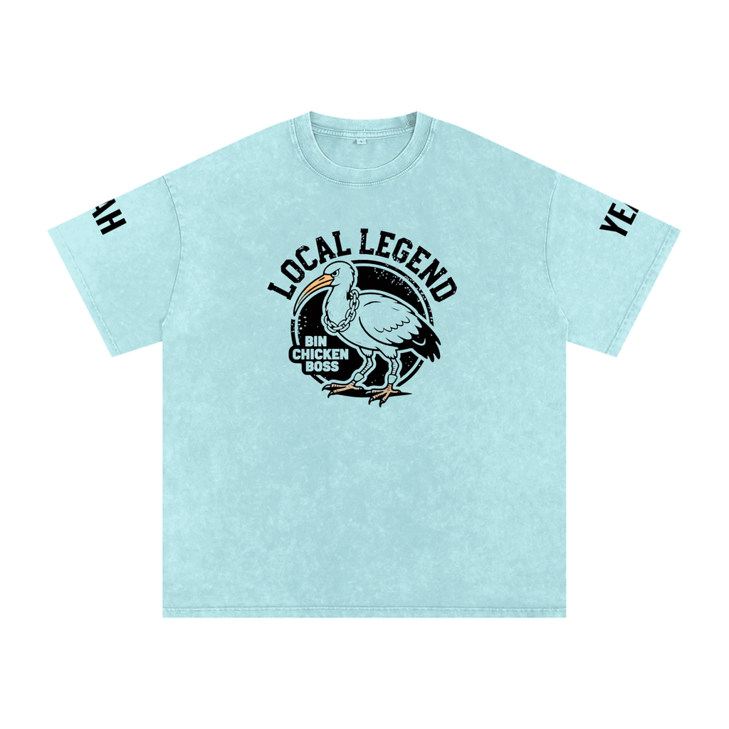 Not The Standard Snow Washed Oversized Cotton T-Shirt Bin Chicken Tee