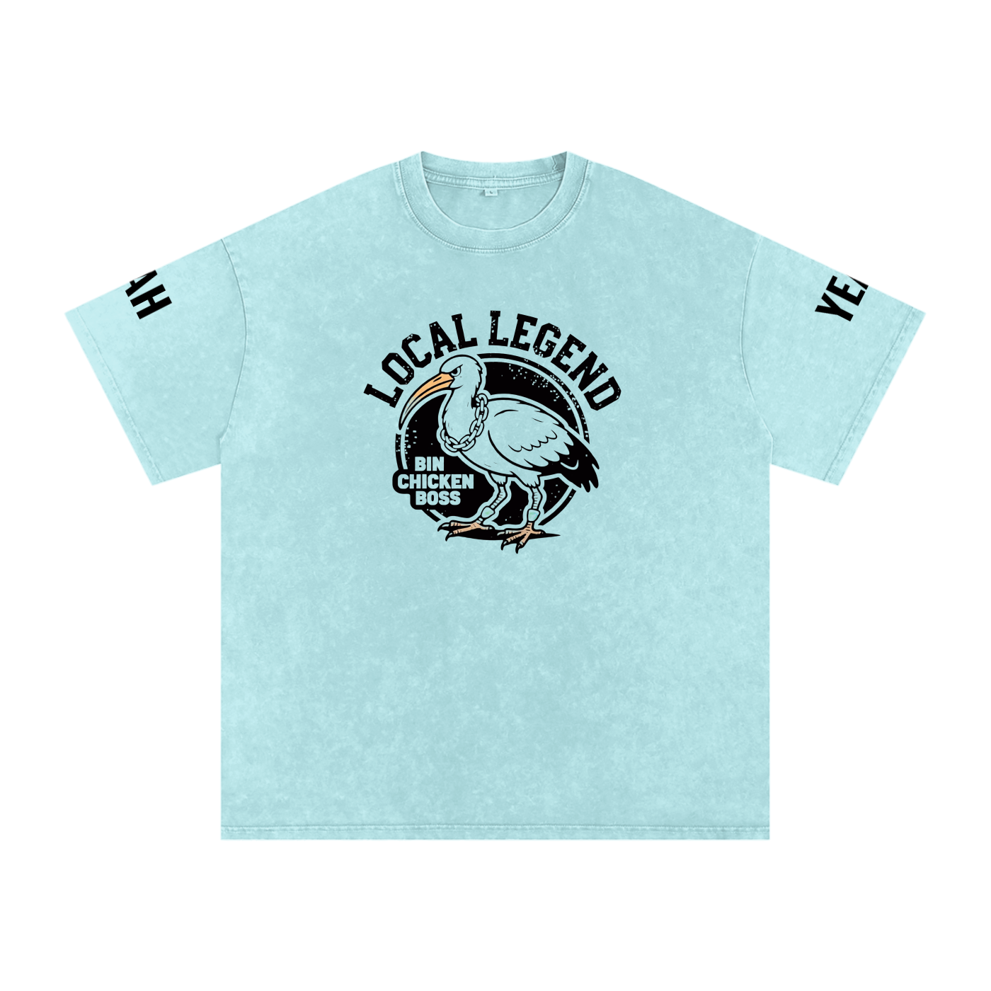 Not The Standard Snow Washed Oversized Cotton T-Shirt Bin Chicken Tee
