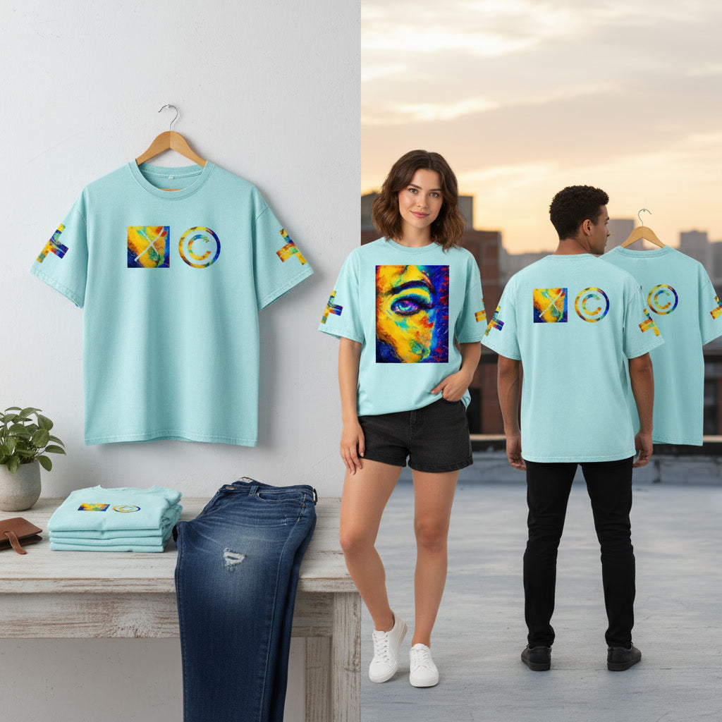 Not Basic. Never Boring. Snow Washed Oversized Cotton T-Shirt Neon Vision Snow Wash Tee