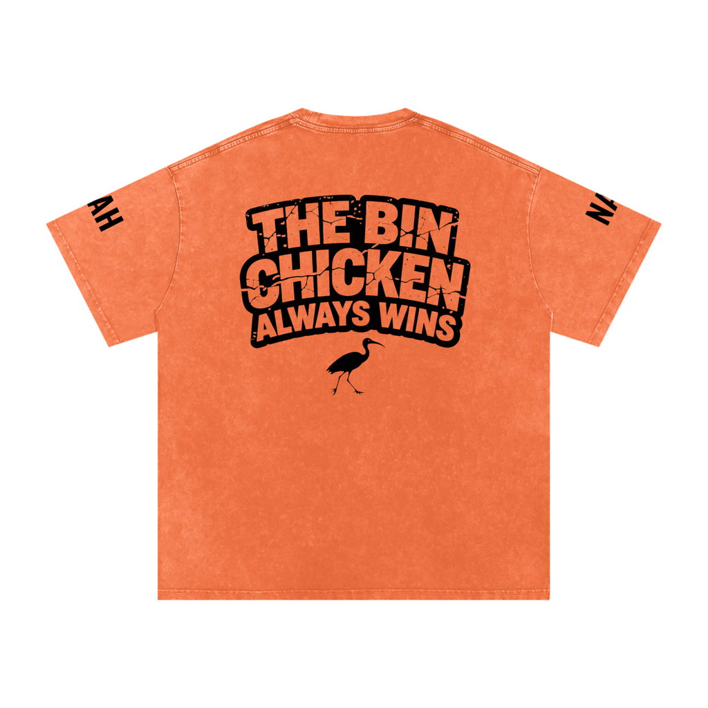 Not The Standard Snow Washed Oversized Cotton T-Shirt Bin Chicken Tee