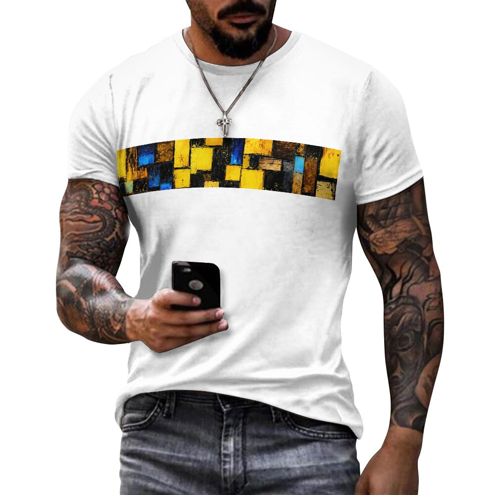 Men's Cotton T-shirt, Not Your Basic Opal Mosaic Grid Tee
