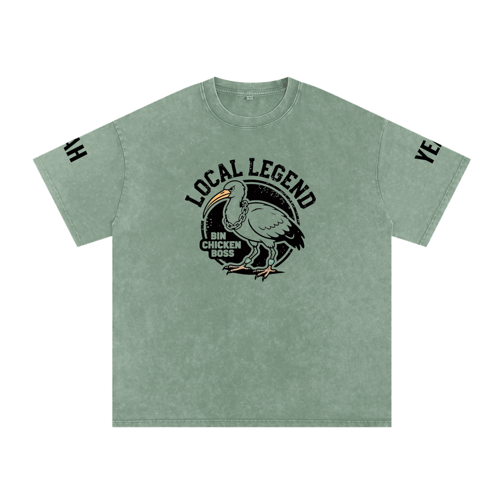 Not The Standard Snow Washed Oversized Cotton T-Shirt Bin Chicken Tee
