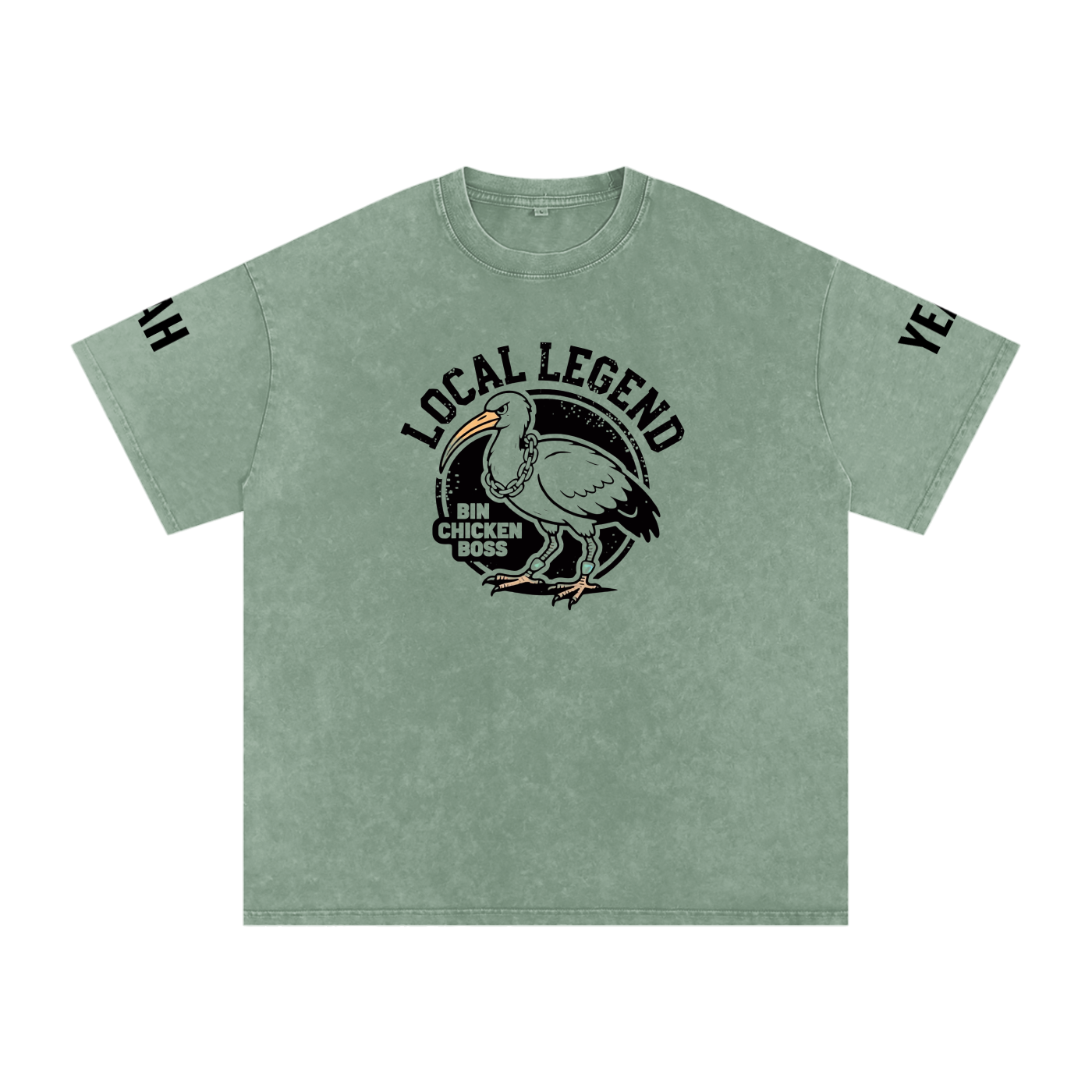 Not The Standard Snow Washed Oversized Cotton T-Shirt Bin Chicken Tee