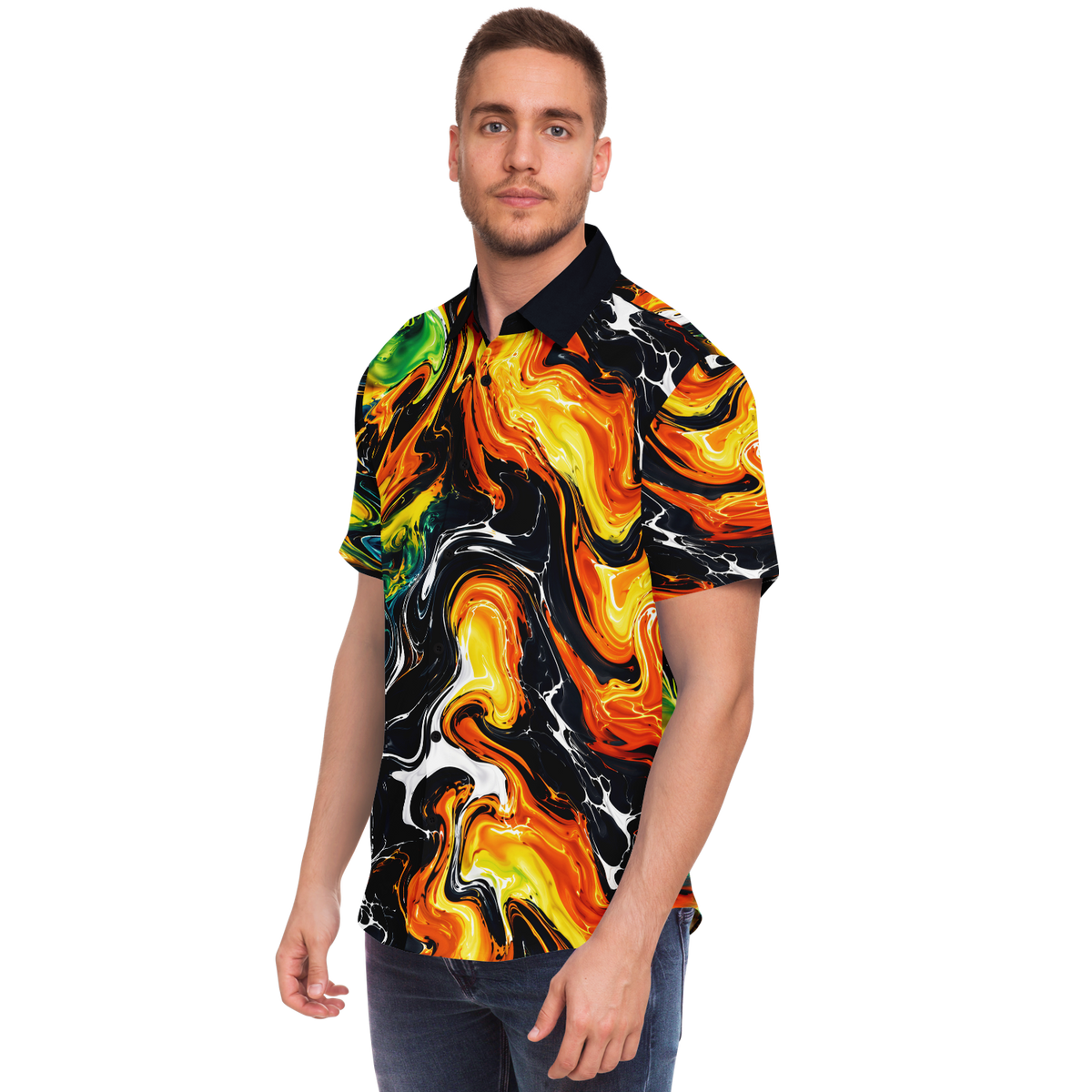Short Sleeve Shirt, Not Your Normal Statement Shirt – Vibrant Graphic Button Down