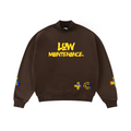 370GSM  Unisex Raw-Edge Ripped French Terry PP-Sprayed Sweatshirt Brown