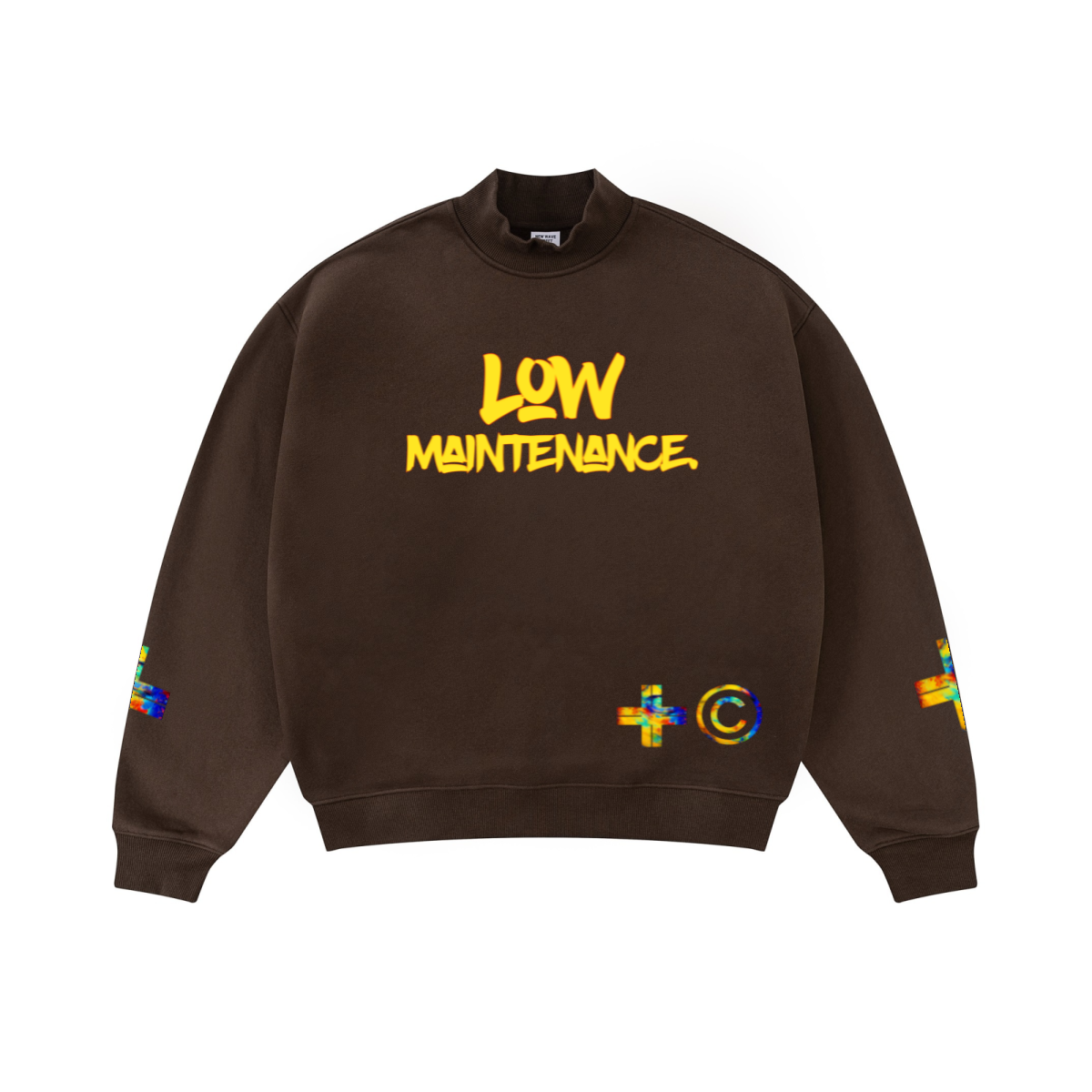 370GSM  Unisex Raw-Edge Ripped French Terry PP-Sprayed Sweatshirt Brown