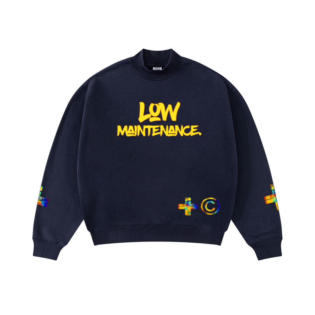 370GSM  Unisex Raw-Edge Ripped French Terry PP-Sprayed Sweatshirt Midnight Blue