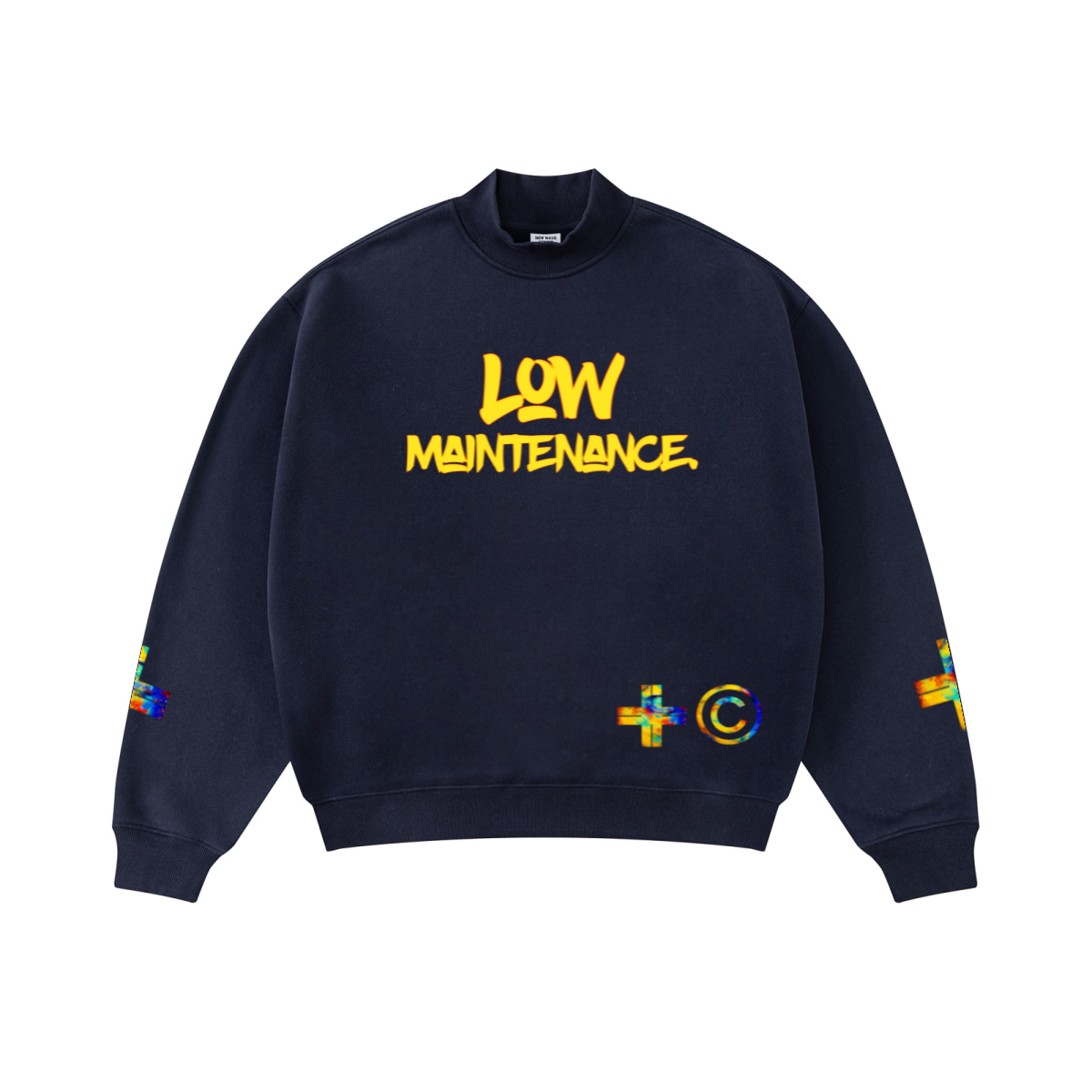 370GSM  Unisex Raw-Edge Ripped French Terry PP-Sprayed Sweatshirt Midnight Blue
