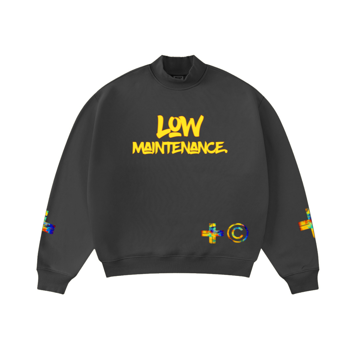 370GSM  Unisex Raw-Edge Ripped French Terry PP-Sprayed Sweatshirt Dark Grey
