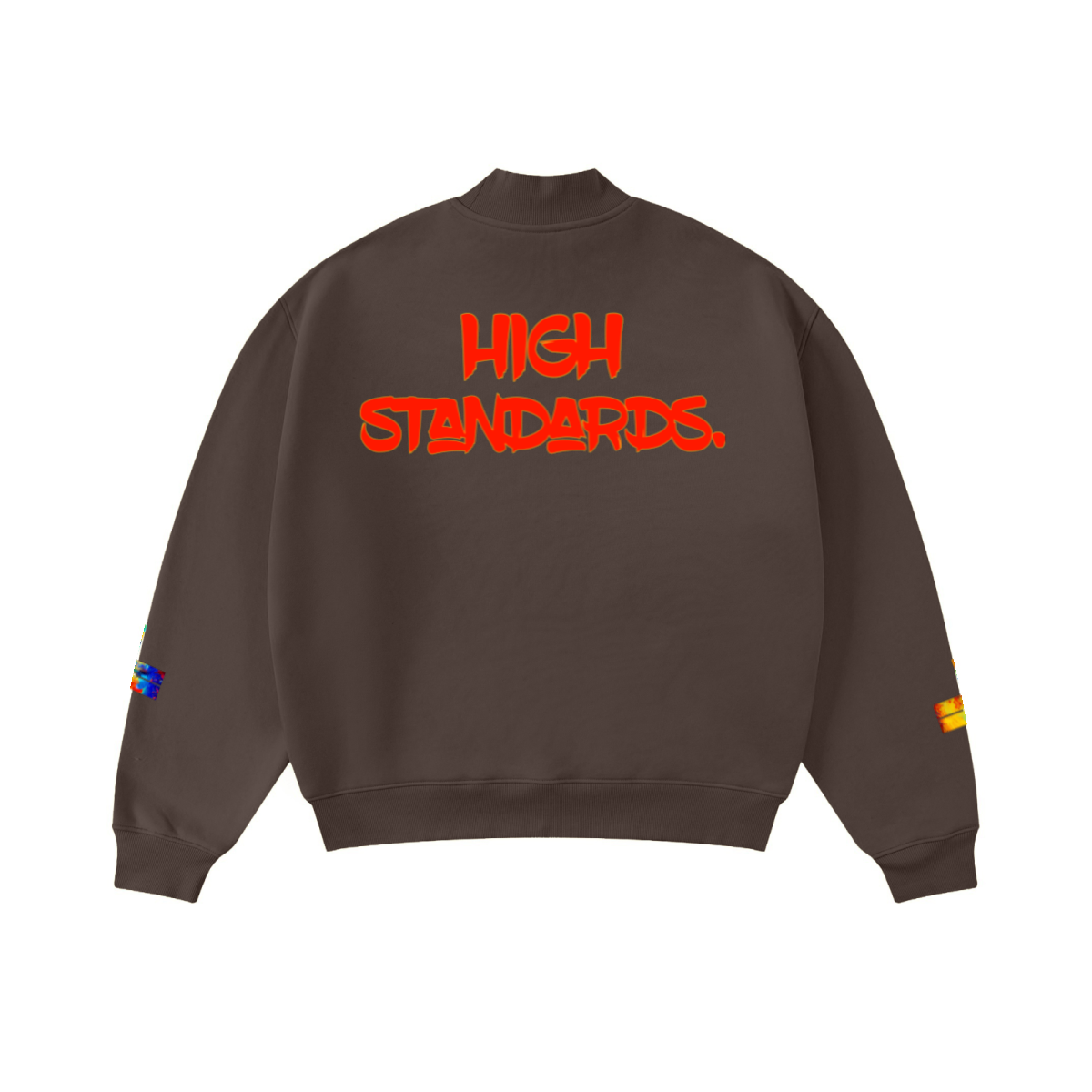 370GSM  Unisex Raw-Edge Ripped French Terry PP-Sprayed Sweatshirt Brown