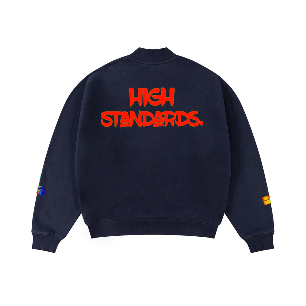 370GSM  Unisex Raw-Edge Ripped French Terry PP-Sprayed Sweatshirt Midnight Blue