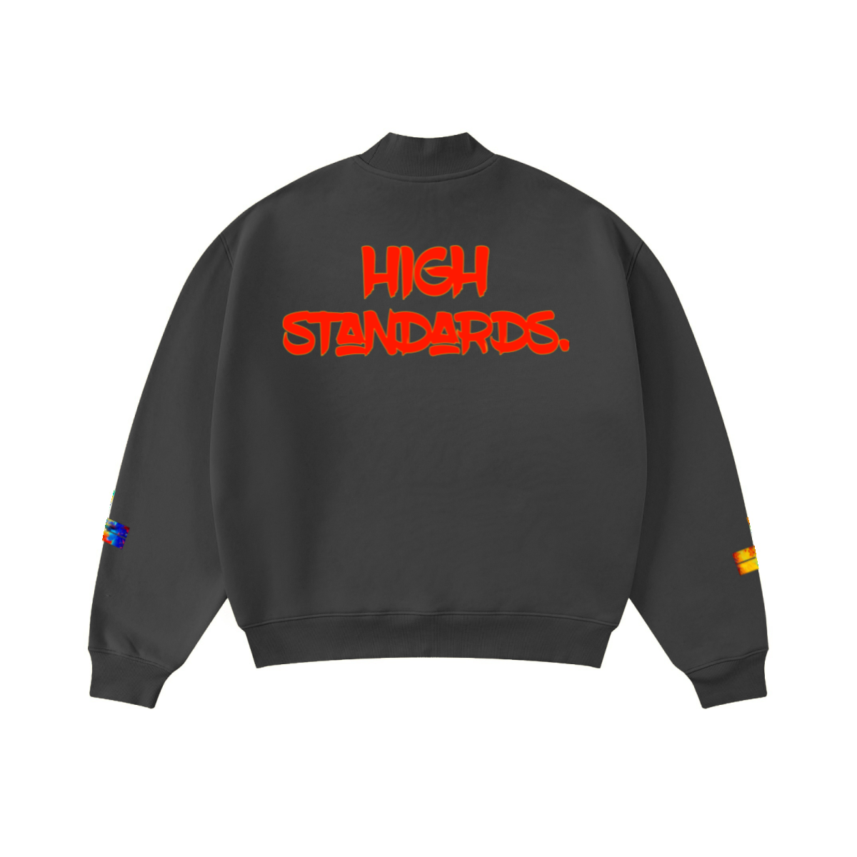 370GSM  Unisex Raw-Edge Ripped French Terry PP-Sprayed Sweatshirt Dark Grey