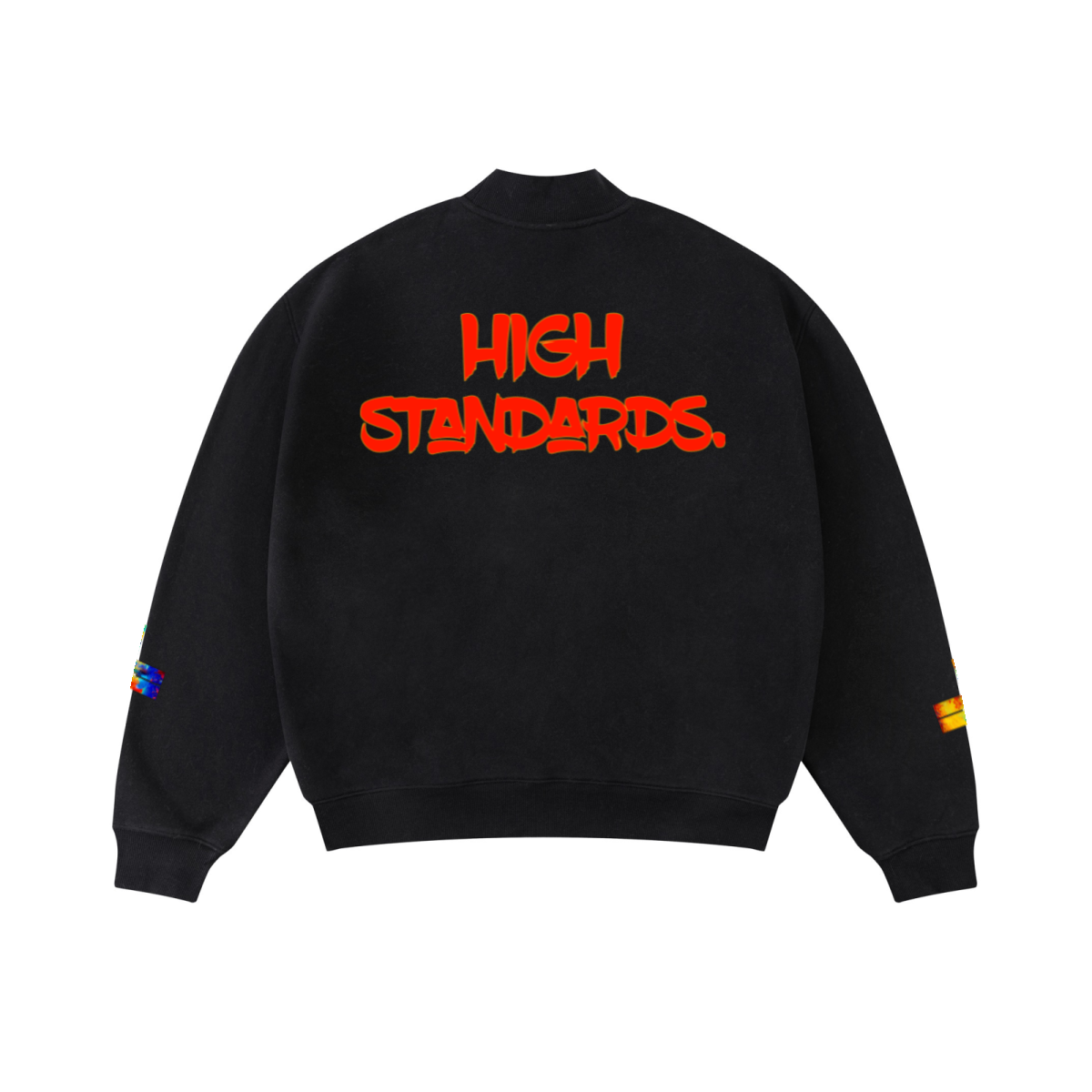 370GSM  Unisex Raw-Edge Ripped French Terry PP-Sprayed Sweatshirt Black