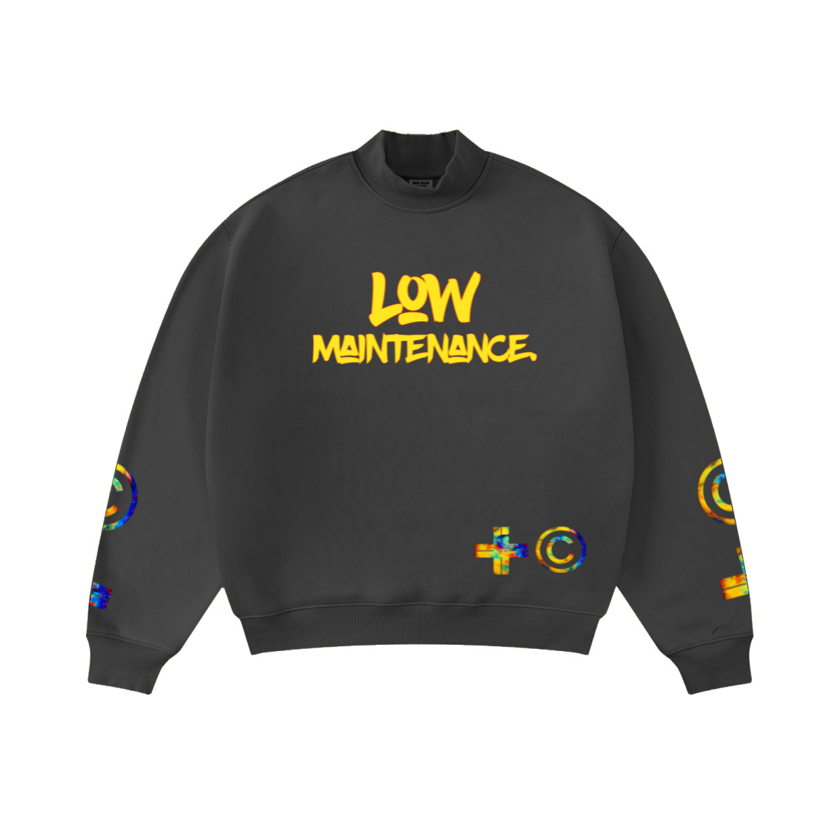 370GSM  Unisex Raw-Edge Ripped French Terry PP-Sprayed Sweatshirt Dark Grey