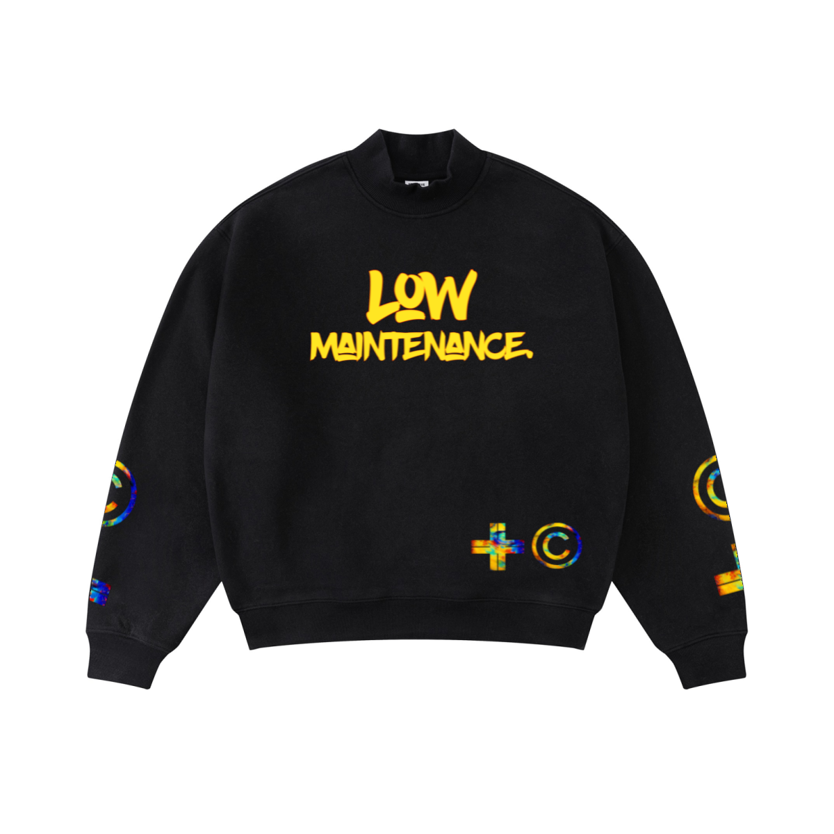 370GSM  Unisex Raw-Edge Ripped French Terry PP-Sprayed Sweatshirt Black