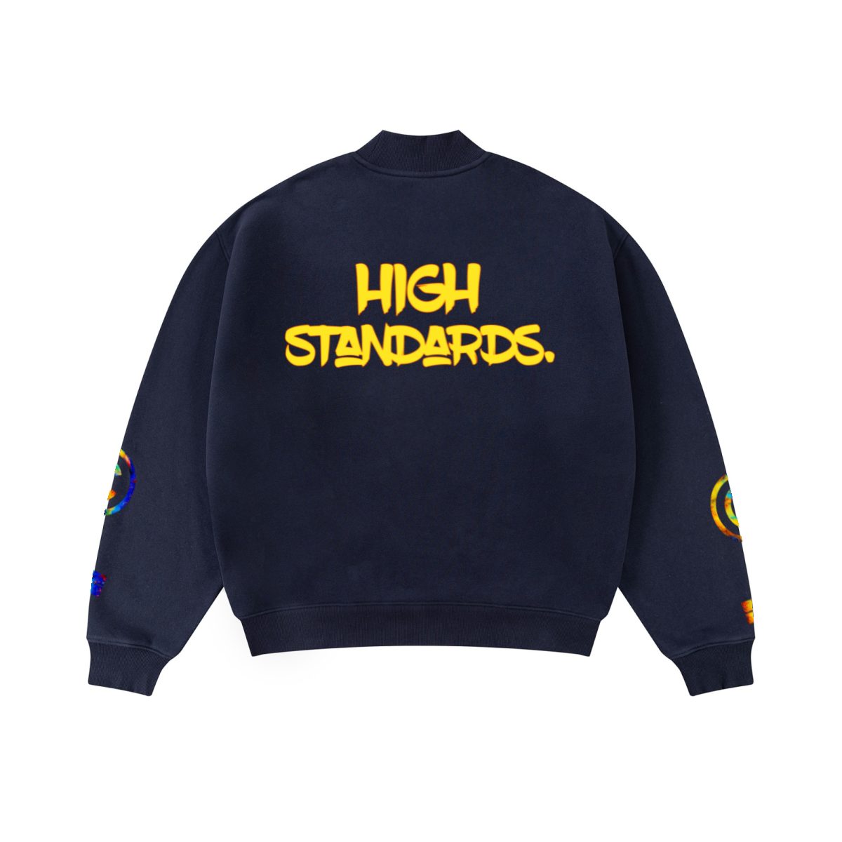 370GSM  Unisex Raw-Edge Ripped French Terry PP-Sprayed Sweatshirt Midnight Blue
