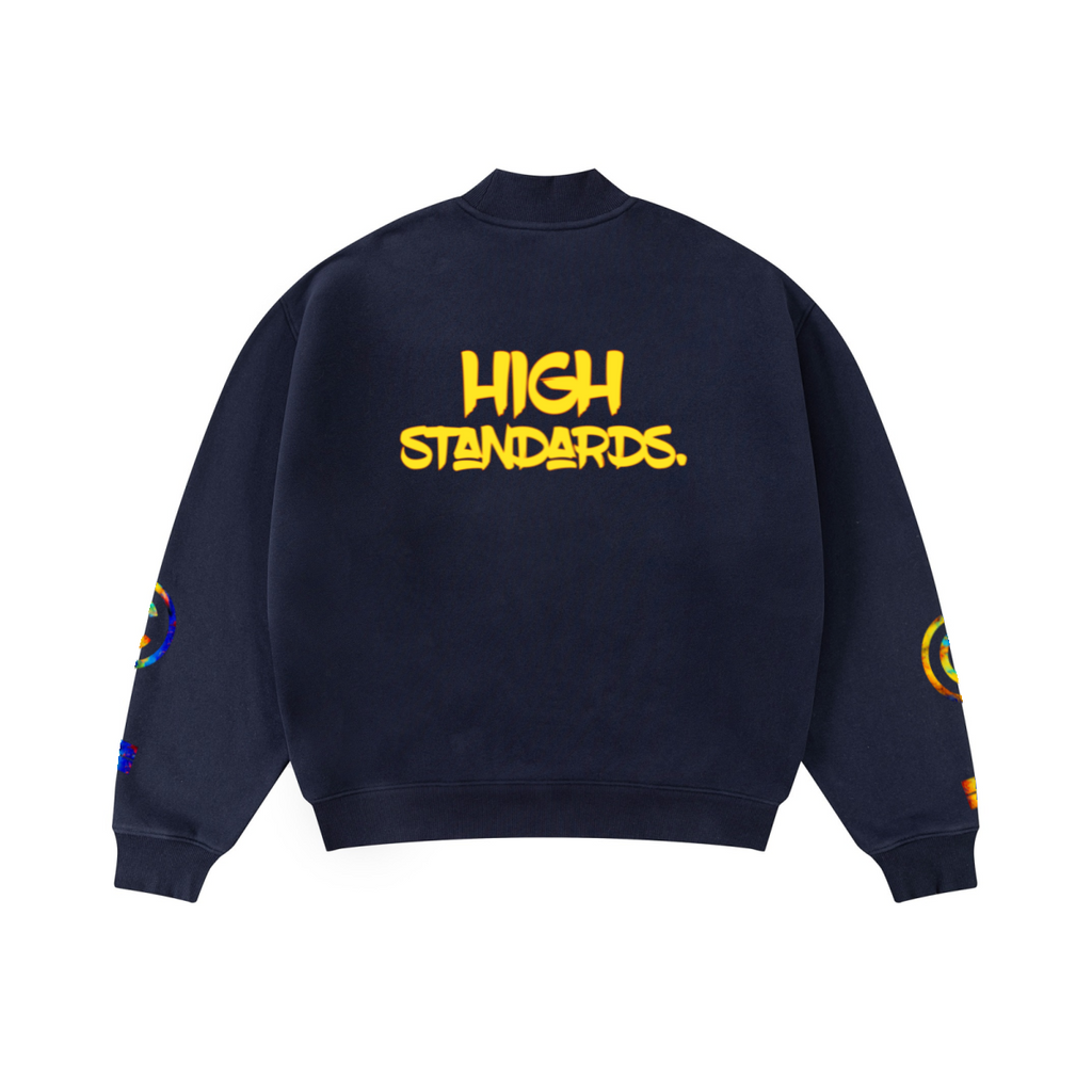 345GSM Men's Relaxed-Fit Fleece-Lined Mock-Neck Sweatshirt Midnight Blue