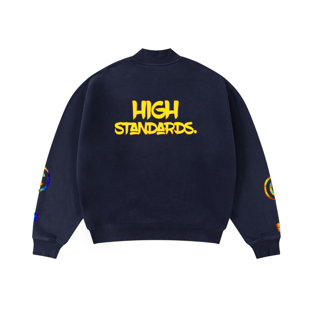 345GSM Men's Relaxed-Fit Fleece-Lined Mock-Neck Sweatshirt Midnight Blue