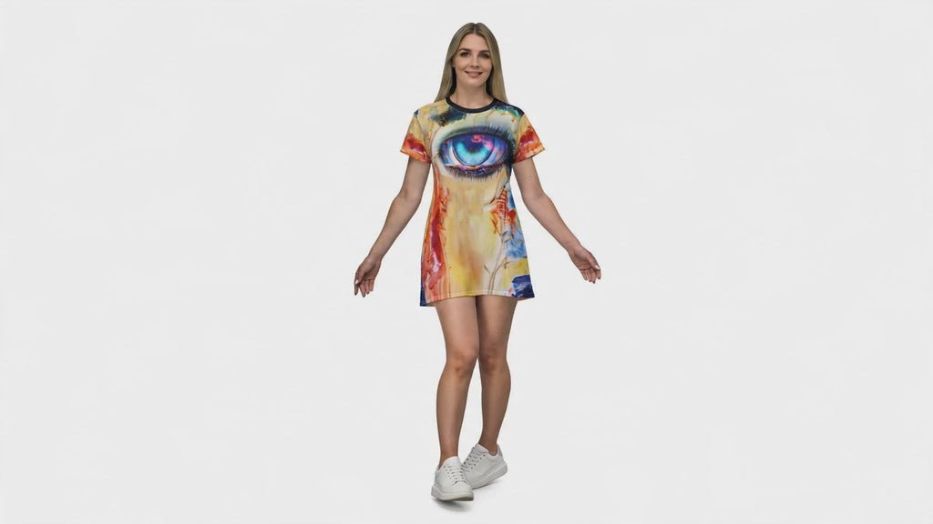 T-Shirt Dress, Not The Same Old Electric Opal Eye Tee